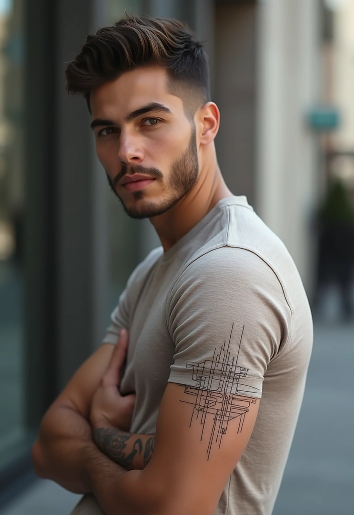30 Simple Arm Tattoos for Men That Are Effortlessly Stylish - 16. Simple Circuit Board Design