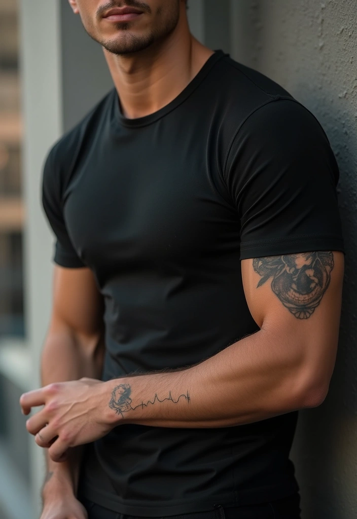 30 Simple Arm Tattoos for Men That Are Effortlessly Stylish - 18. Simple Heartbeat Line