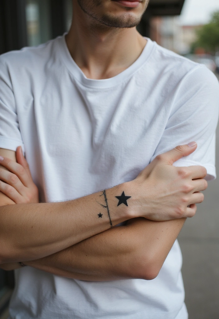 30 Simple Arm Tattoos for Men That Are Effortlessly Stylish - 19. Minimalist Star Tattoo