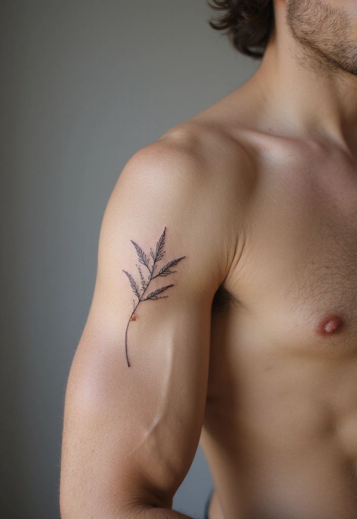 30 Simple Arm Tattoos for Men That Are Effortlessly Stylish - 2. Delicate Leaf Design
