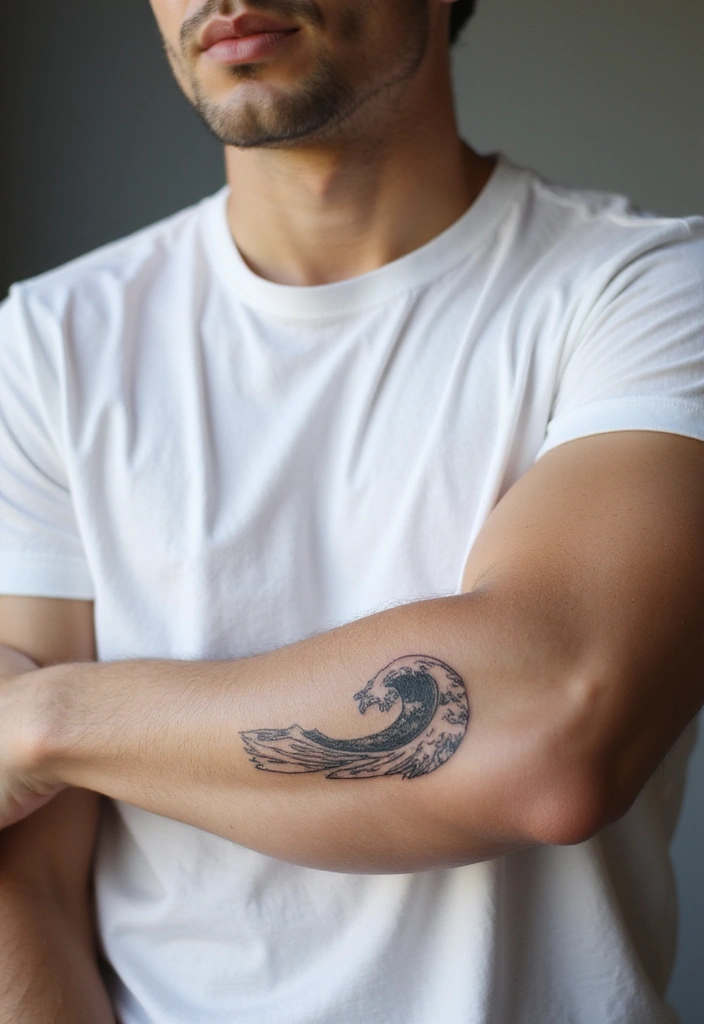 30 Simple Arm Tattoos for Men That Are Effortlessly Stylish - 3. Simple Wave Pattern