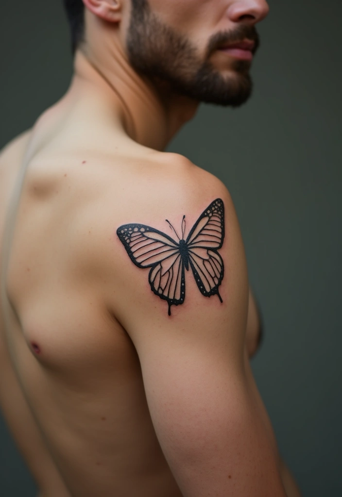 30 Simple Arm Tattoos for Men That Are Effortlessly Stylish - 30. Simple Butterfly Tattoo