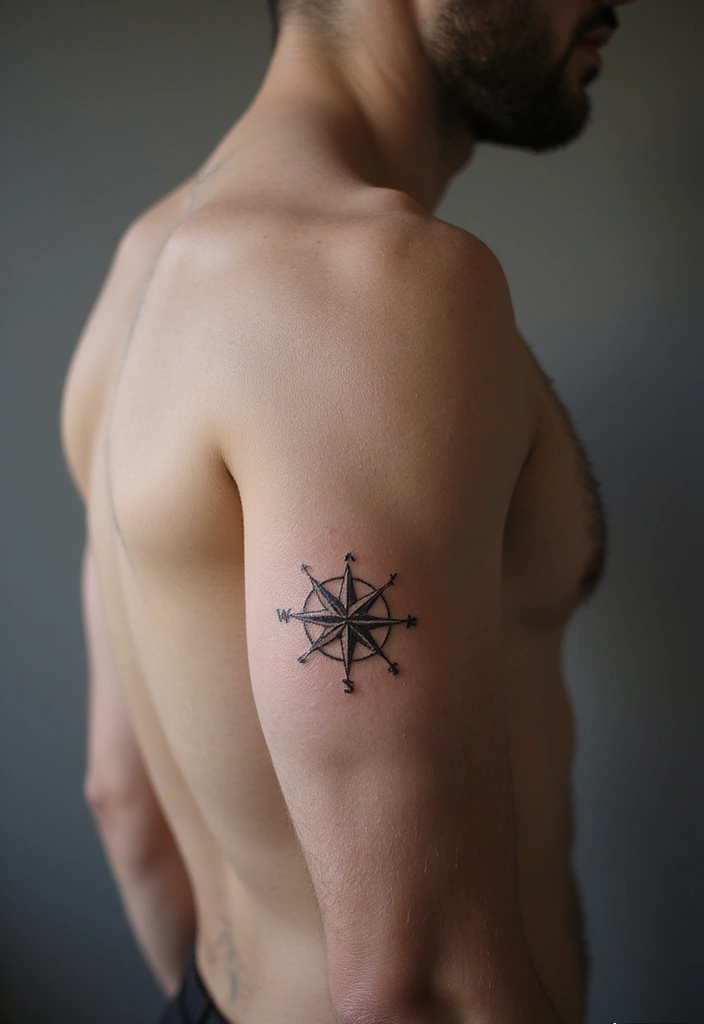 30 Simple Arm Tattoos for Men That Are Effortlessly Stylish - 5. Minimalist Compass
