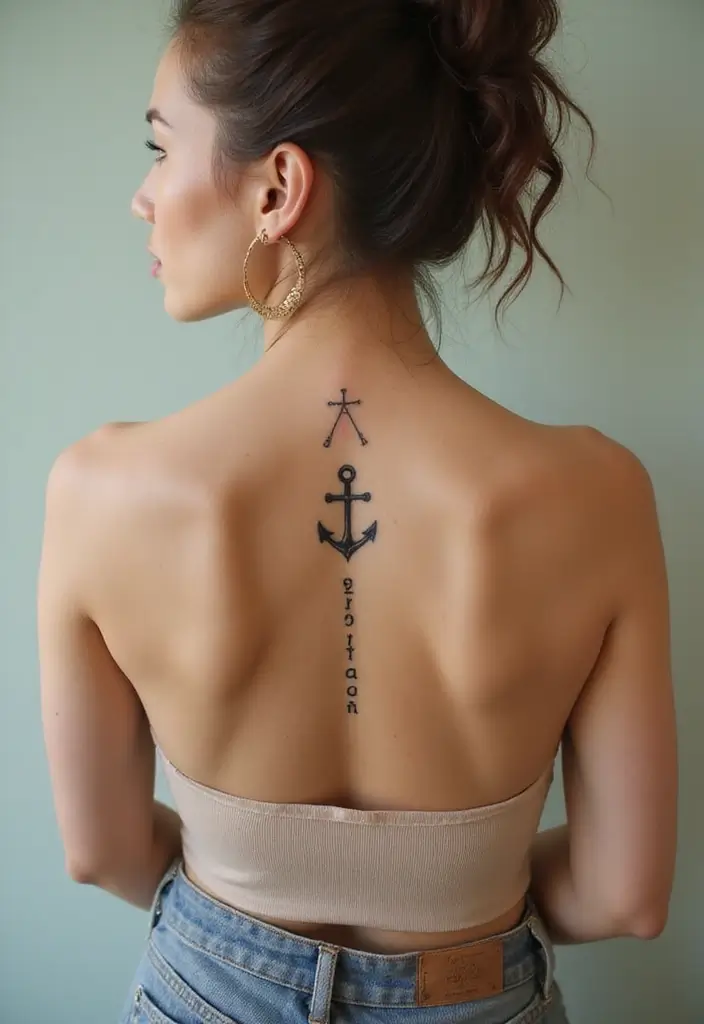 30 Small Spine Tattoos for Women That Look Effortlessly Elegant - 18. Stylish Anchor