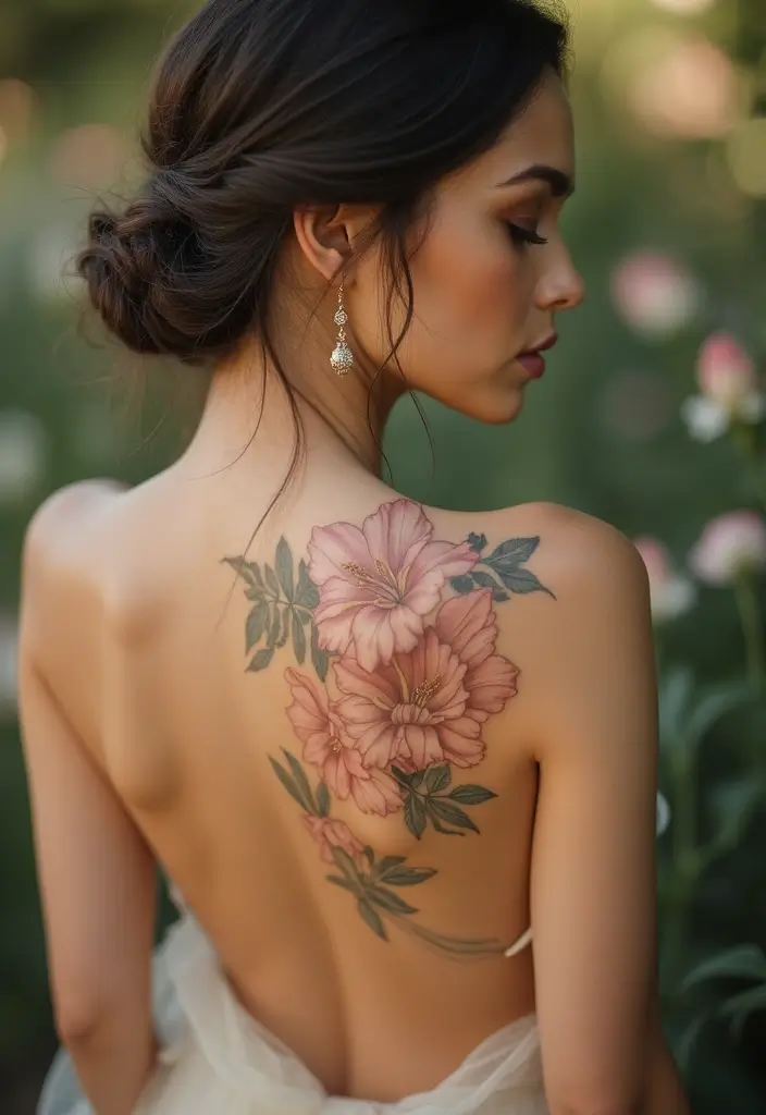 30 Spine Tattoos for Women: Simple But Beautifully Detailed - 27. Sweet Gardenia
