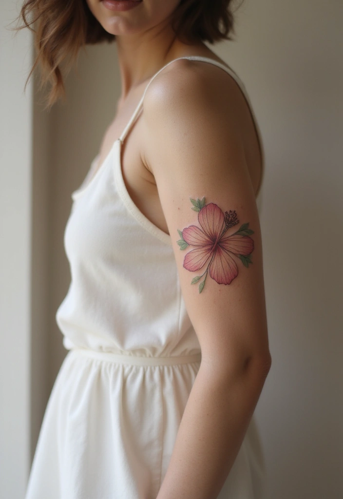 30 Spine Tattoos for Women: Simple But Beautifully Detailed - 7. Minimalist Hibiscus