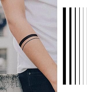 Minimalist Fine Line Temporary Tattoos for Adults – Black Line, Geometri...