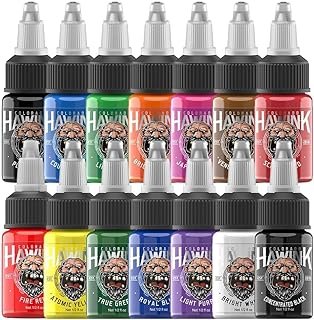 Hawink Tattoo Ink Set 1/2 oz (15ml) Tattoo Supply 14 Colors Pigment Kit ...