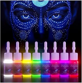 8Color Fluorescent Tattoo Ink Set, 8Pcs Tattoo Ink Color Set,Glow in The...
