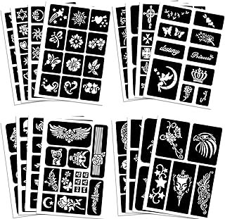 Tattoo Stencils for Kids and Adults - 16 Sheets Henna Kit With Small and...