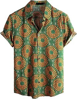 VATPAVE Mens Casual Hawaiian Floral Shirts Short Sleeve Button Down Trop...