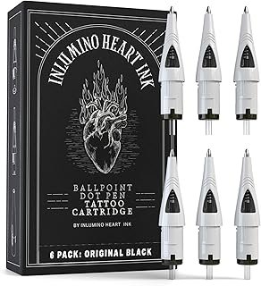 Inlumino Heart Ink Ballpoint Pen Cartridges – Original Black Ink (6-Pack...