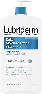 Lubriderm Fragrance Free Daily Moisture Lotion + Pro-Ceramide, Shea Butt...