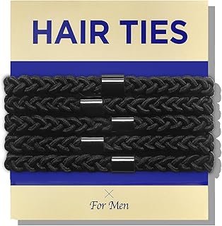 Braided Mens Hair Ties For Men - For Buns Curly Thick Dense Hair Elastic...