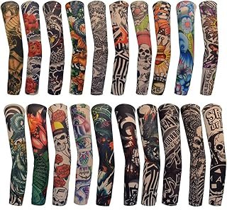 HOVEOX 20Pcs Temporary Tattoo Arm Sleeves Fake Tattoo Arm Sunscreen Sleeves