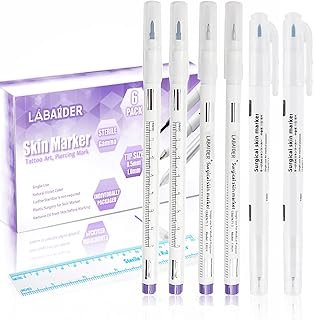 LabAider 6Pcs Professional Surgical Tip Skin Marker Pen Sterile Tattoo S...