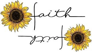 Small Cute Temporary Tattoo Sticker Set of 2 - Quotes Faith Yellow Sunfl...