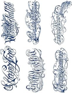 Semi-permanent Letter Temporary Tattoos, 6-Sheet 2 Weeks Long Last Water...