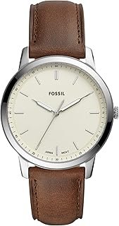 Men's Minimalist Quartz Stainless Steel and Leather Three-Hand Watch