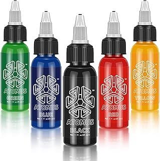 ATOMUS Tattoo Ink 5 Colors 1oz 30ml Tattoo Supply Black Pigment Natural ...