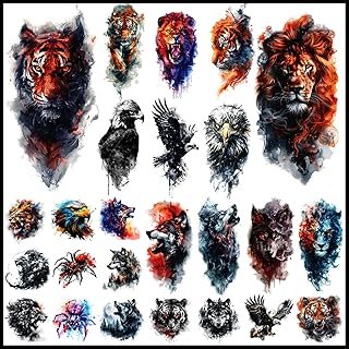 25 Sheets Beast Temporary Tattoos for Men Adult - 12 Sheets Sleeve Arm W...