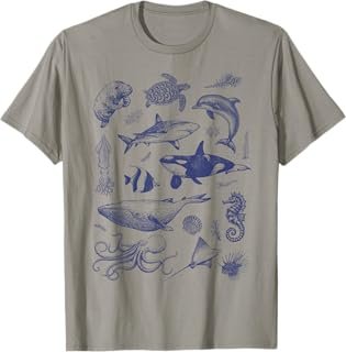 Ocean Wildlife Vintage Shark Turtle Octopus Graphic Tees T-Shirt
