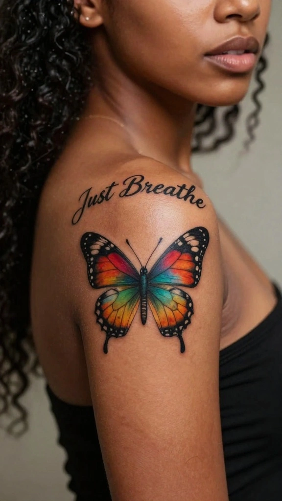 17 “Just Breathe” Tattoos for Women With Calm Meaning - 17. Butterfly Transformation 1