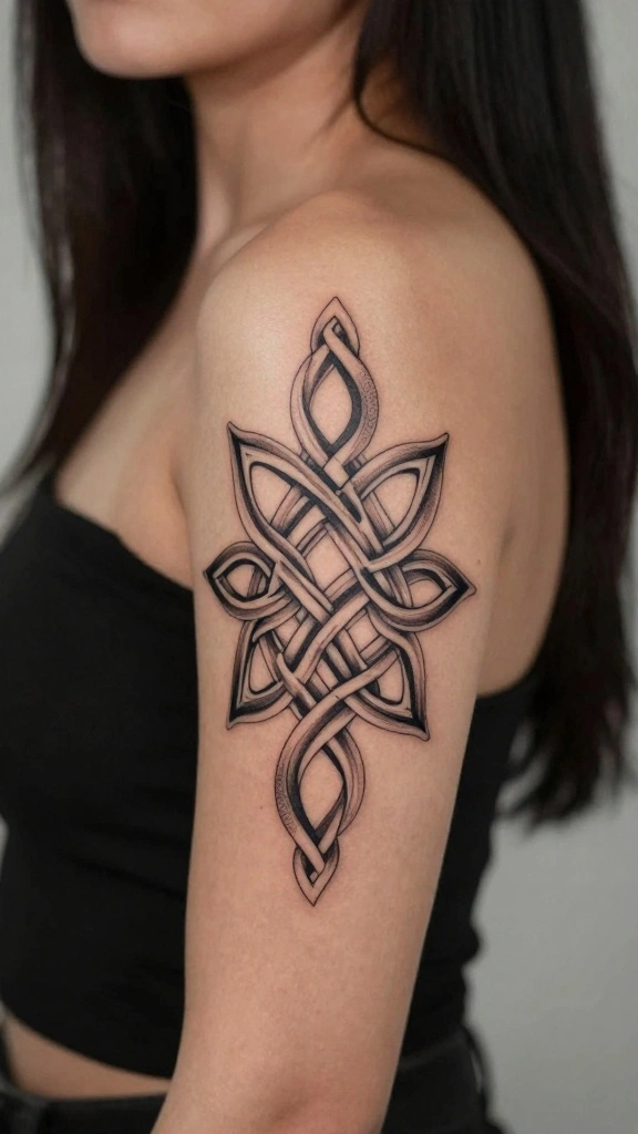 17 Maiden Name Tattoos for Women With Identity Meaning - 11. Celtic Knot with Name 1