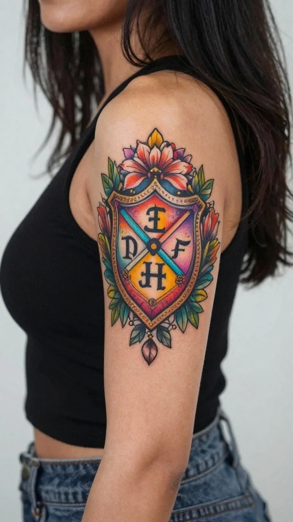 17 Viking Warrior Tattoos for Women With Fierce Energy - 12. Shield Tattoos with Personal Touch 1