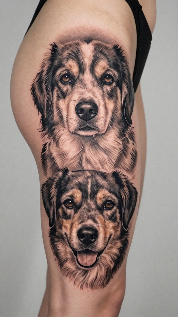 18 Dope Thigh Tattoos for Women With Bold Attitude - 13. Personalized Portraits 1