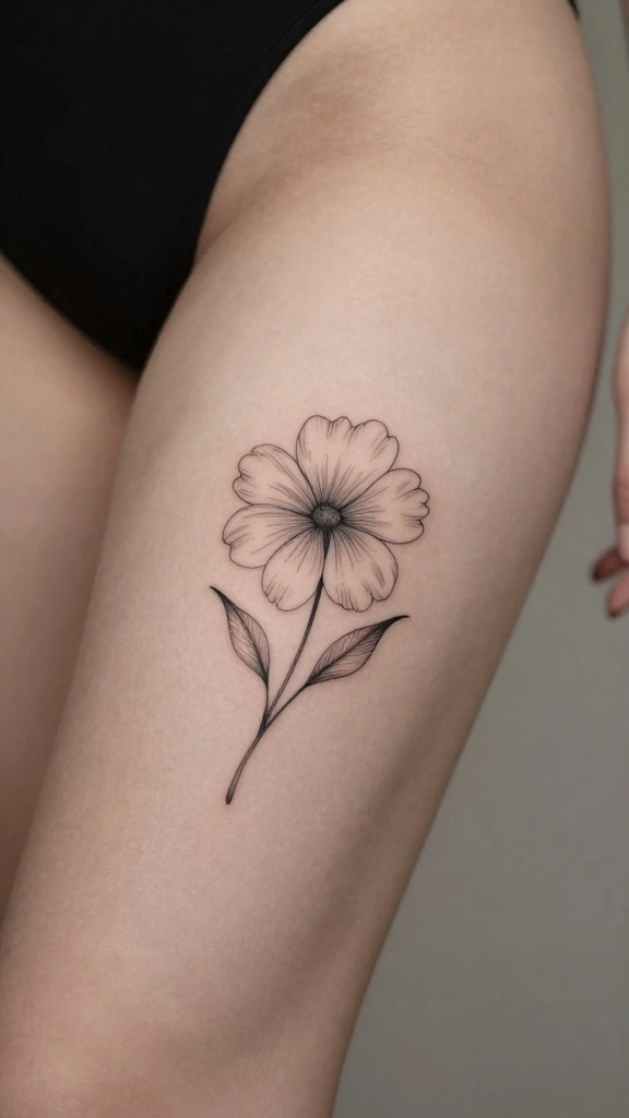 18 Dope Thigh Tattoos for Women With Bold Attitude - 6. Cosy Minimalism 1