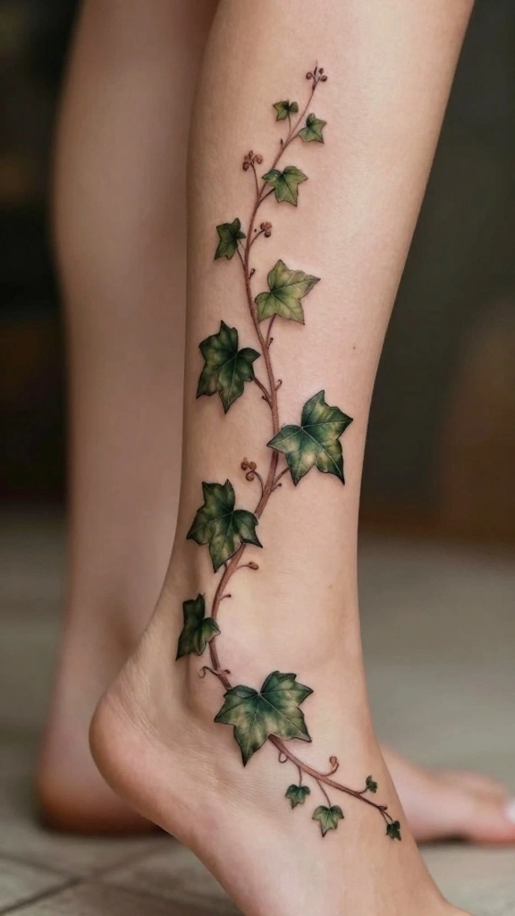 18 Elegant Classy Tattoos for Women That Never Age - 5. Timeless Ivy Vine 1