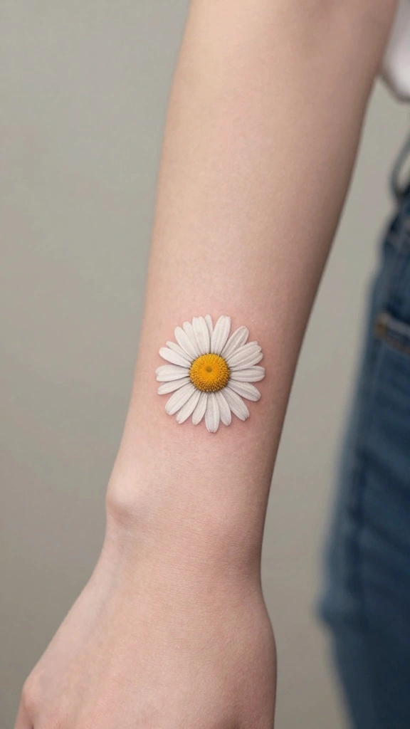 18 Flower Arm Tattoos for Women With Floral Beauty - 12. Daisies and Personal Touches 1