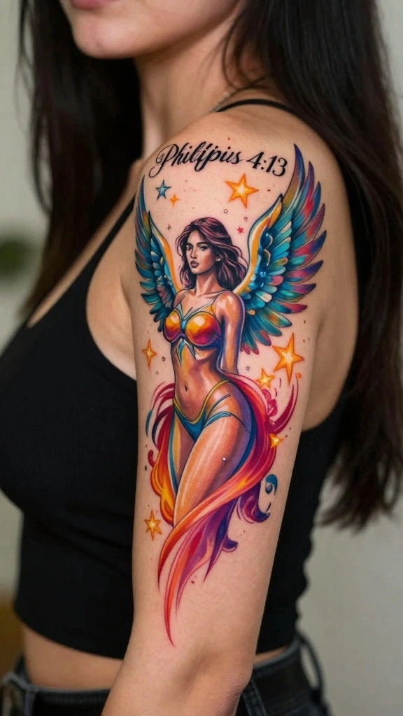 20 Biblical Sleeve Tattoos for Women With Powerful Meaning - 8. Philippians 4:13 - 'I Can Do All Things' 1