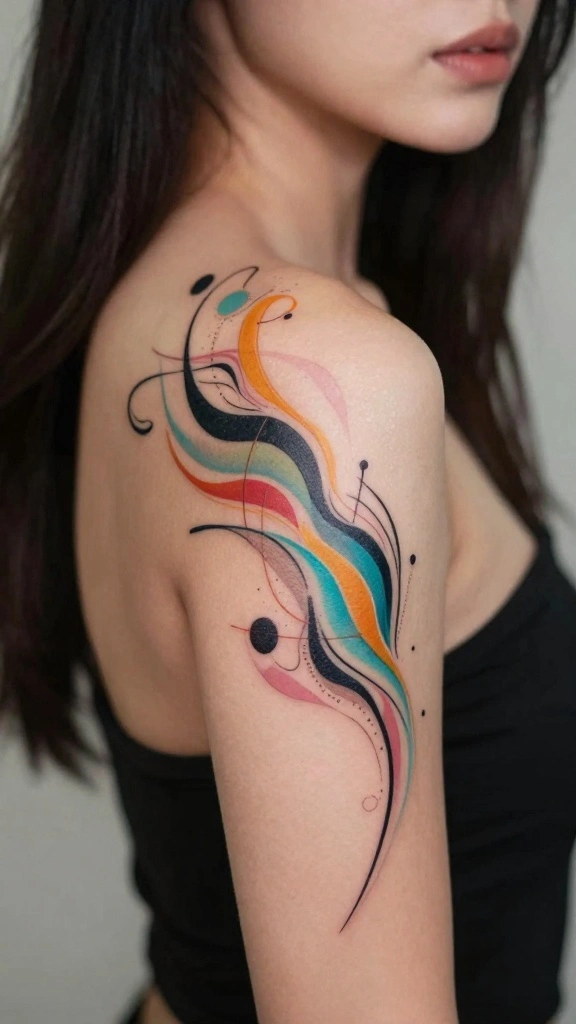 20 Shoulder Blade Tattoos for Women That Look Stunning - 6. Abstract Art 1