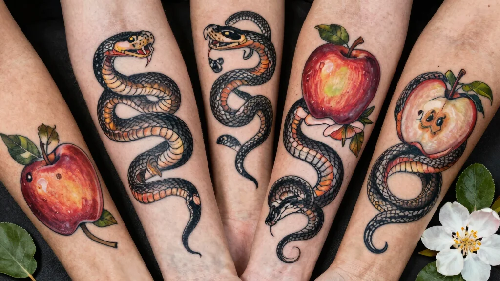 15 Snake Apple Tattoos Ideas with Symbolic Meaning