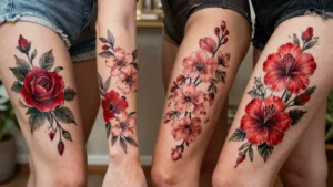 17 Red Thigh Tattoos Women Ideas (Bold & Eye-Catching)