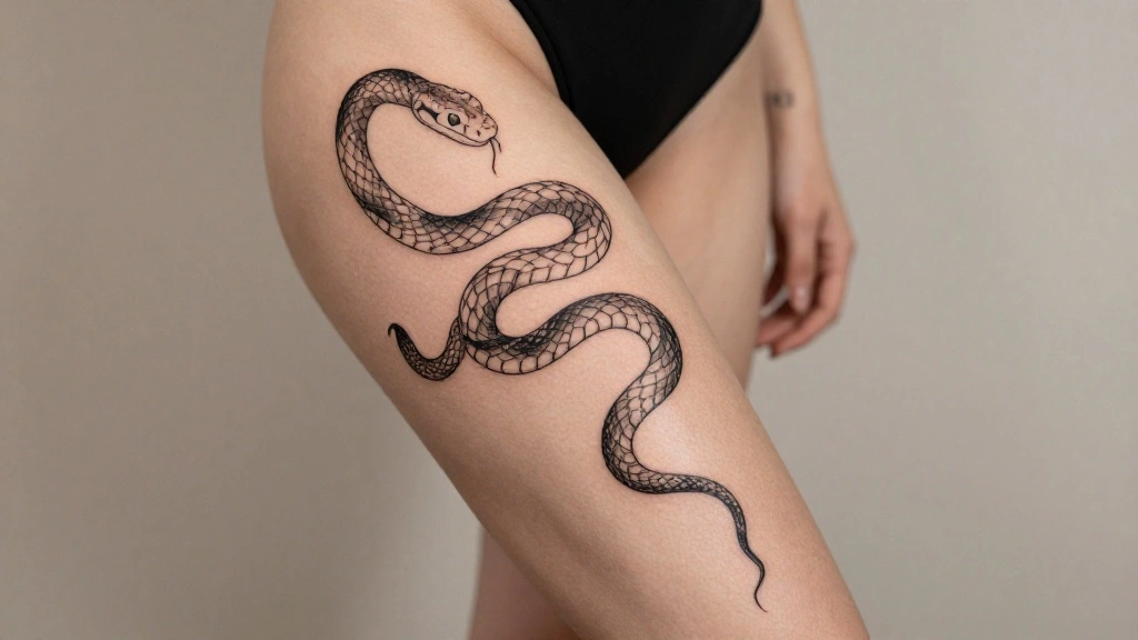 17 Thigh Tattoos Women Snake Design Ideas