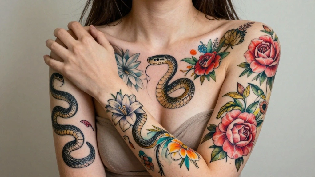 20 Snake and Flower Tattoos for Women Ideas (Soft Meets Wild)
