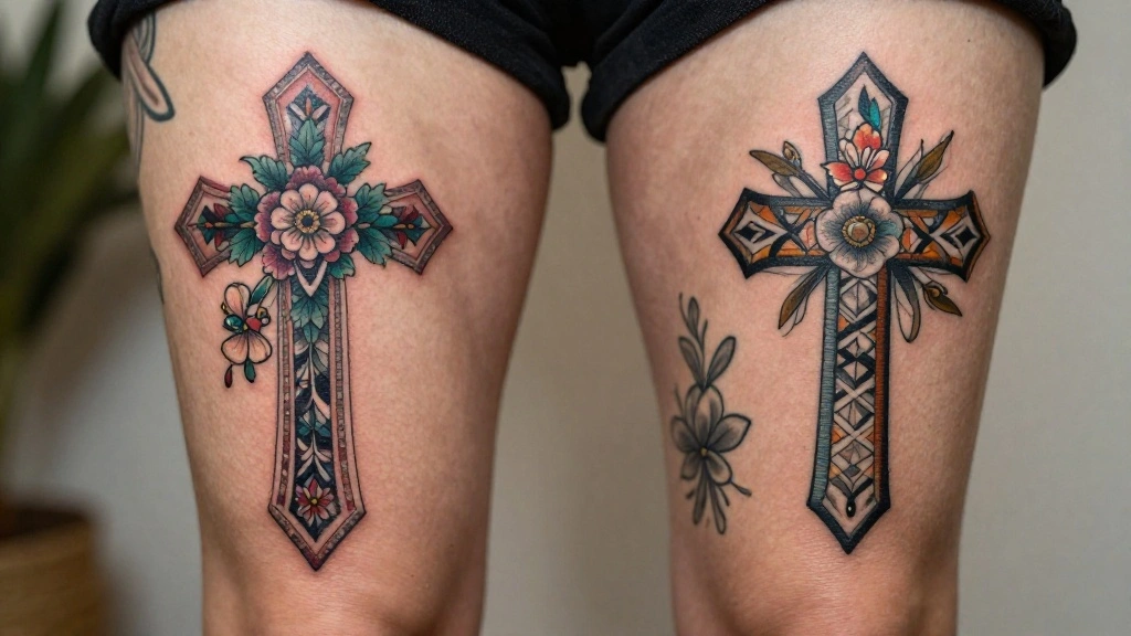10 Cross Thigh Tattoos With Faith and Style