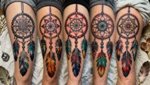 10 Dream Catcher Thigh Tattoos Full of Meaning
