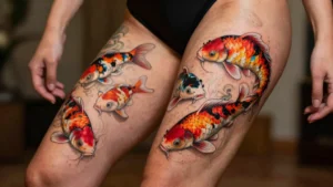 11 Koi Fish Leg Tattoos With Flow and Symbolism