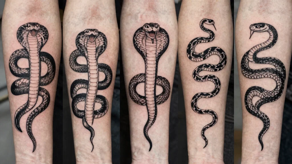 12 Black and White Snake Tattoos With Sharp Contrast