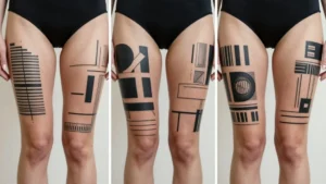 12 Geometric Thigh Tattoos With Clean Modern Style