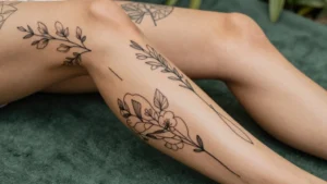 12 Line Art Thigh Tattoos With Minimalist Beauty