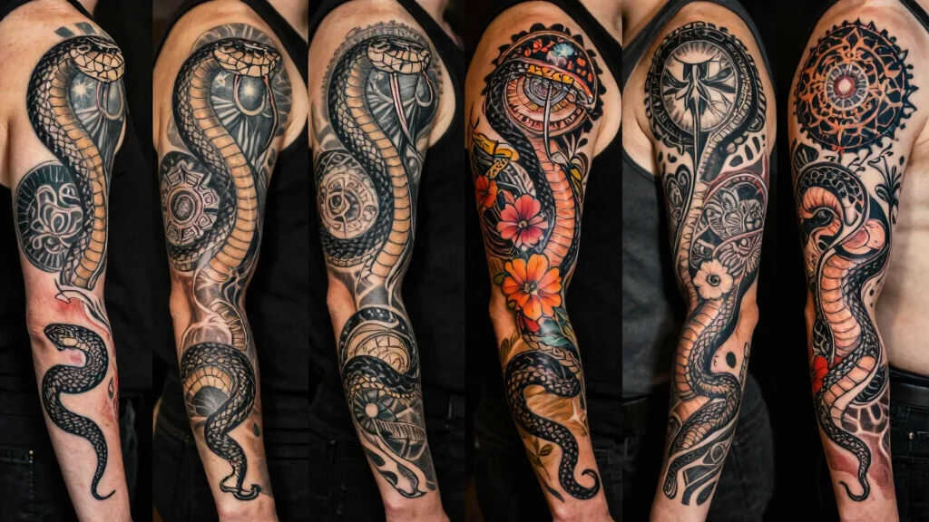 13 Snake Tattoo Sleeve Ideas With Bold Flow and Detail
