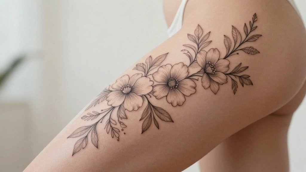 14 Fine Line Thigh Inkings With Delicate Detail