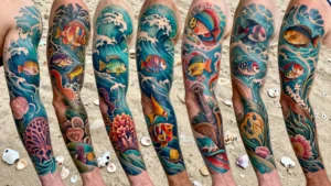 8 Stunning Ocean Sleeve Tattoos Deep Sea Inspired Flowing and Beautiful