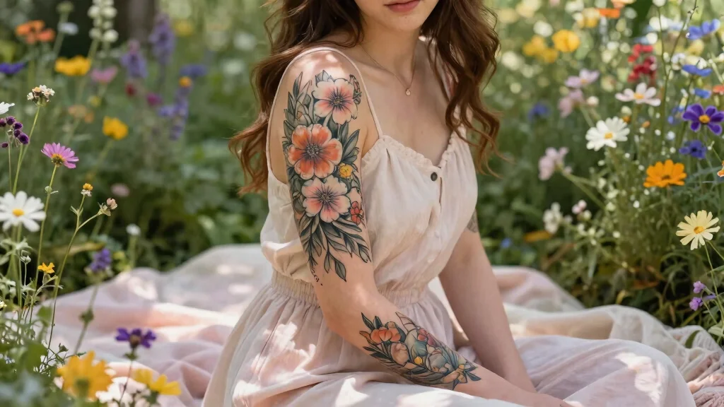 9 Gorgeous Upper Arm Half Sleeve Tattoos for Women: Meaningful and Feminine